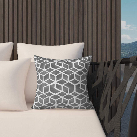 Livingsunrise Throw Pillow Covers Livingsunrise Outdoor/Indoor Pillow Covers, Square Throw Pillow Covers, Modern Cushion Cases for Sofa Patio Couch Decoration 18 x 18 Inch, Pack of 2, Cube Gray