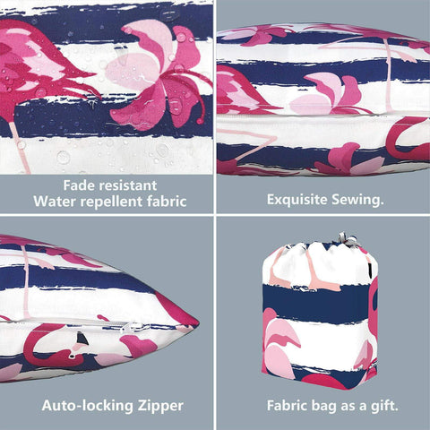 Livingsunrise Throw Pillow Covers Livingsunrise Outdoor/Indoor Pillow Covers, Square Throw Pillow Covers, Modern Cushion Cases for Sofa Patio Couch Decoration 18 x 18 Inch, Pack of 2, Flamingo