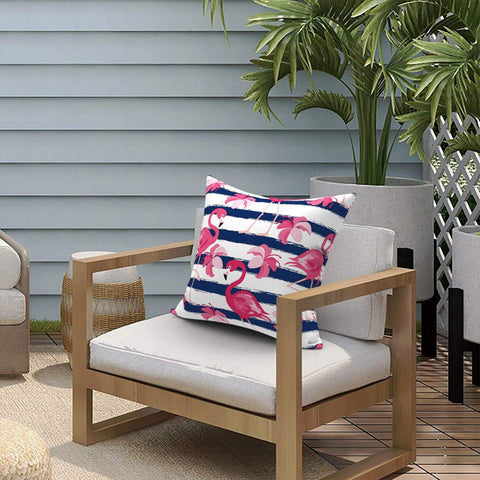 Livingsunrise Throw Pillow Covers Livingsunrise Outdoor/Indoor Pillow Covers, Square Throw Pillow Covers, Modern Cushion Cases for Sofa Patio Couch Decoration 18 x 18 Inch, Pack of 2, Flamingo