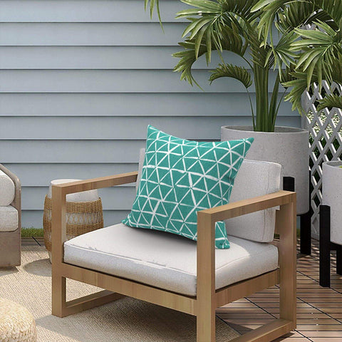 Livingsunrise Throw Pillow Covers Livingsunrise Outdoor/Indoor Pillow Covers, Square Throw Pillow Covers, Modern Cushion Cases for Sofa Patio Couch Decoration 18 x 18 Inch, Pack of 2, Geomentry Green