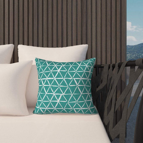 Livingsunrise Throw Pillow Covers Livingsunrise Outdoor/Indoor Pillow Covers, Square Throw Pillow Covers, Modern Cushion Cases for Sofa Patio Couch Decoration 18 x 18 Inch, Pack of 2, Geomentry Green