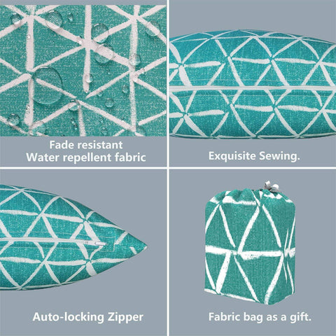 Livingsunrise Throw Pillow Covers Livingsunrise Outdoor/Indoor Pillow Covers, Square Throw Pillow Covers, Modern Cushion Cases for Sofa Patio Couch Decoration 18 x 18 Inch, Pack of 2, Geomentry Green