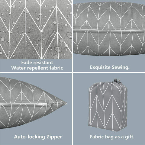 Livingsunrise Throw Pillow Covers Livingsunrise Outdoor/Indoor Pillow Covers, Square Throw Pillow Covers, Modern Cushion Cases for Sofa Patio Couch Decoration 18 x 18 Inch, Pack of 2, Herringbone Grey