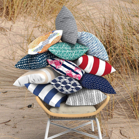 Livingsunrise Throw Pillow Covers Livingsunrise Outdoor/Indoor Pillow Covers, Square Throw Pillow Covers, Modern Cushion Cases for Sofa Patio Couch Decoration 18 x 18 Inch, Pack of 2, Herringbone Grey