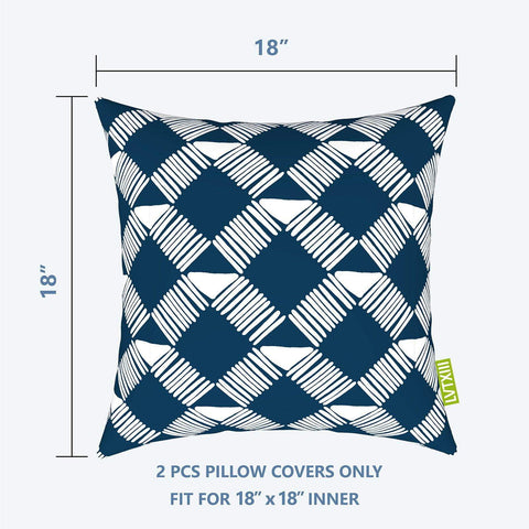 Livingsunrise Throw Pillow Covers Livingsunrise Outdoor/Indoor Pillow Covers, Square Throw Pillow Covers, Modern Cushion Cases for Sofa Patio Couch Decoration 18 x 18 Inch, Pack of 2, Knot Navy