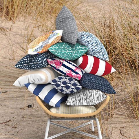 Livingsunrise Throw Pillow Covers Livingsunrise Outdoor/Indoor Pillow Covers, Square Throw Pillow Covers, Modern Cushion Cases for Sofa Patio Couch Decoration 18 x 18 Inch, Pack of 2, Knot Navy