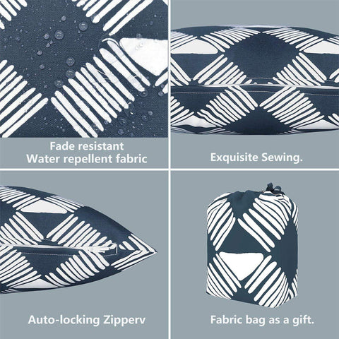 Livingsunrise Throw Pillow Covers Livingsunrise Outdoor/Indoor Pillow Covers, Square Throw Pillow Covers, Modern Cushion Cases for Sofa Patio Couch Decoration 18 x 18 Inch, Pack of 2, Knot Navy
