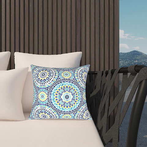 Livingsunrise Throw Pillow Covers Livingsunrise Outdoor Throw Pillow Covers 18 x 18 Inch, Modern Paisley Pattern Decorative Square Toss Pillow Case Pack of 2 for Home Patio Garden Sofa Bed Furniture, Delancey Lagoon