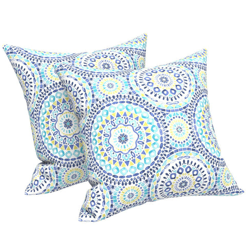 Livingsunrise Throw Pillow Covers Livingsunrise Outdoor Throw Pillow Covers 18 x 18 Inch, Modern Paisley Pattern Decorative Square Toss Pillow Case Pack of 2 for Home Patio Garden Sofa Bed Furniture, Delancey Lagoon