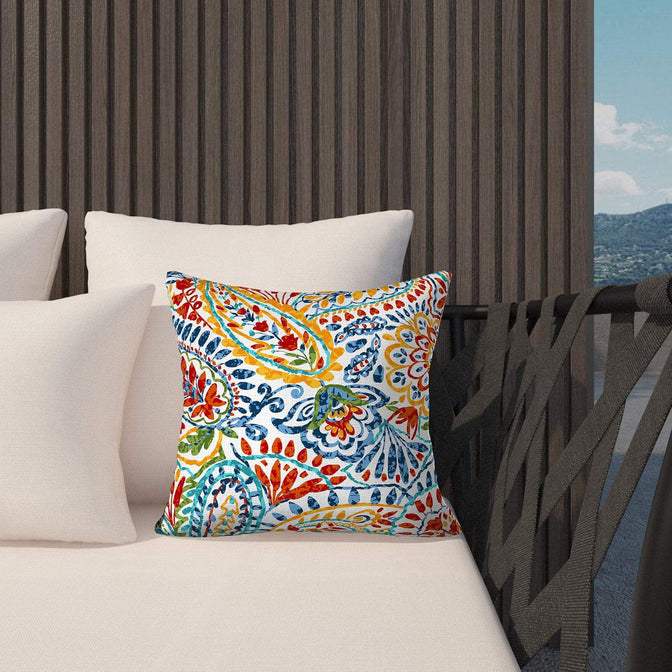 Livingsunrise Throw Pillow Covers Livingsunrise Outdoor Throw Pillow Covers 18 x 18 Inch, Modern Paisley Pattern Decorative Square Toss Pillow Case Pack of 2 for Home Patio Garden Sofa Bed Furniture, Paisley Muilti