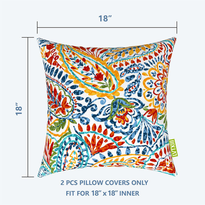 Livingsunrise Throw Pillow Covers Livingsunrise Outdoor Throw Pillow Covers 18 x 18 Inch, Modern Paisley Pattern Decorative Square Toss Pillow Case Pack of 2 for Home Patio Garden Sofa Bed Furniture, Paisley Muilti