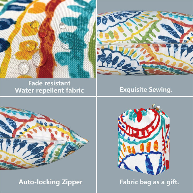 Livingsunrise Throw Pillow Covers Livingsunrise Outdoor Throw Pillow Covers 18 x 18 Inch, Modern Paisley Pattern Decorative Square Toss Pillow Case Pack of 2 for Home Patio Garden Sofa Bed Furniture, Paisley Muilti