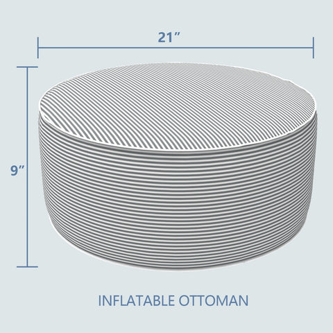 Inflatable Ottoman Stripe Grey size