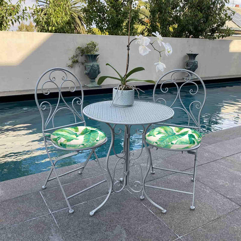 LVTXIII Outdoor Round Bistro Seat Cushions 15"x15"x4" Swaying Palms Capri （Set of 2）