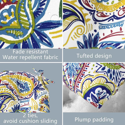 LVTXIII Outdoor U-Shape Tufted Seat Cushions 19”x19”x5” Paisley Chili （Set of 2）
