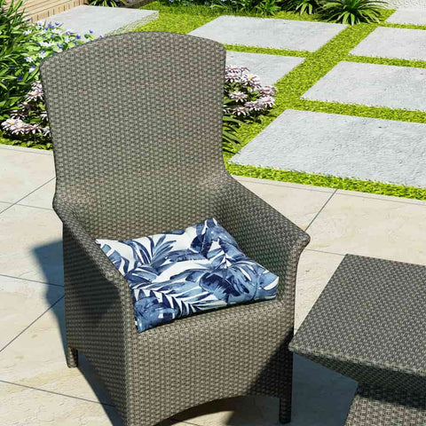 LVTXIII Outdoor Square Tufted Seat Cushions 19"x19"x5" Palm Blue （Set of 2）