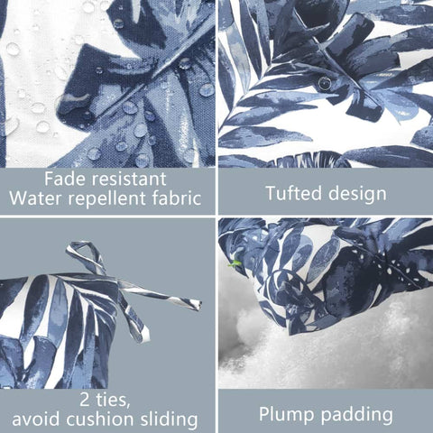 LVTXIII Outdoor Square Tufted Seat Cushions 19"x19"x5" Palm Blue （Set of 2）