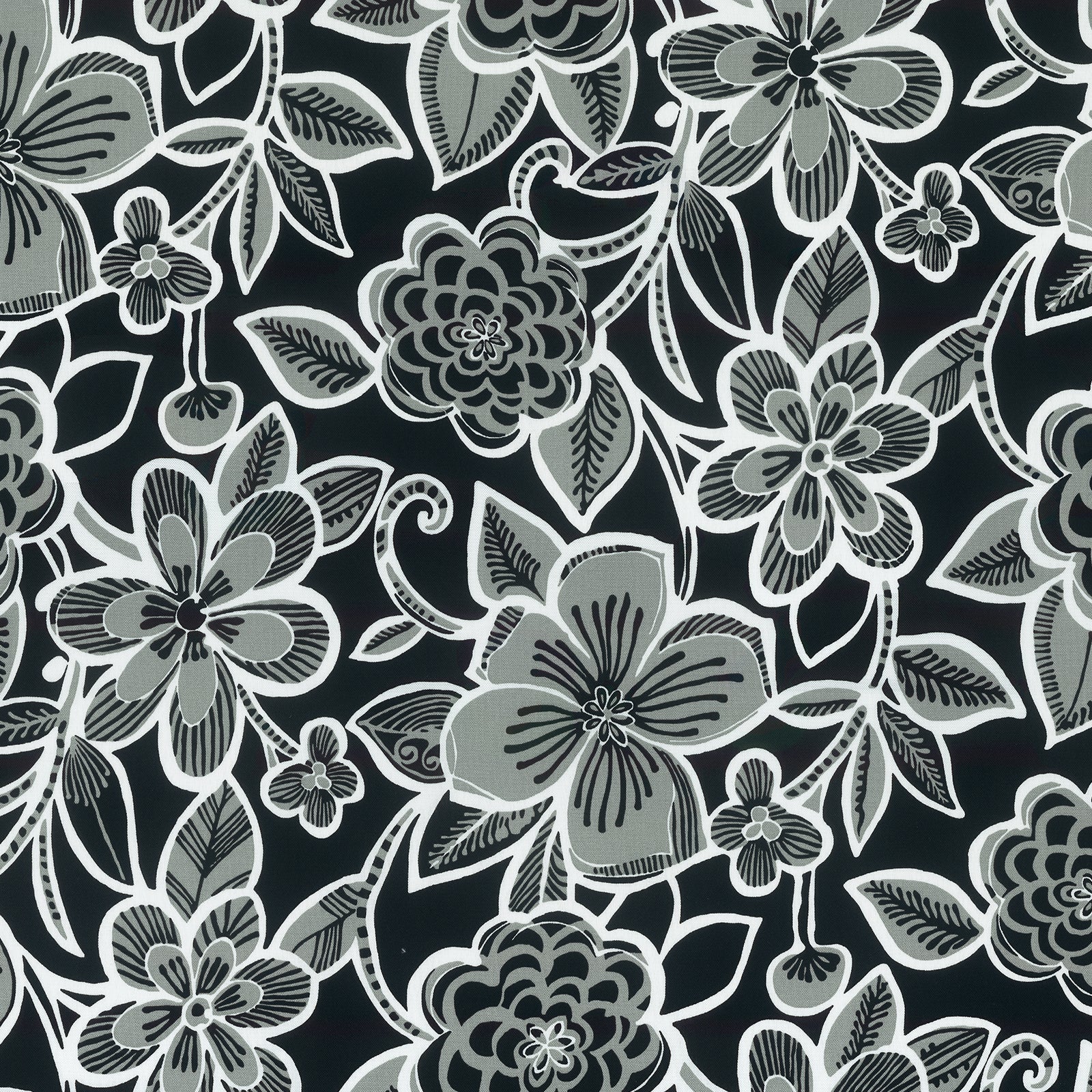 Black Linework Floral
